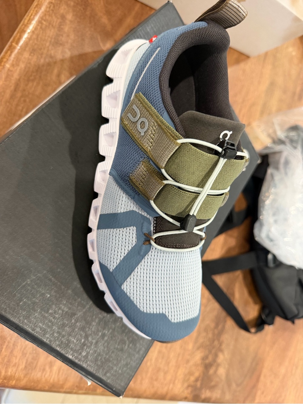 On Running Kids Slip-On Sneakers in Blue and Olive